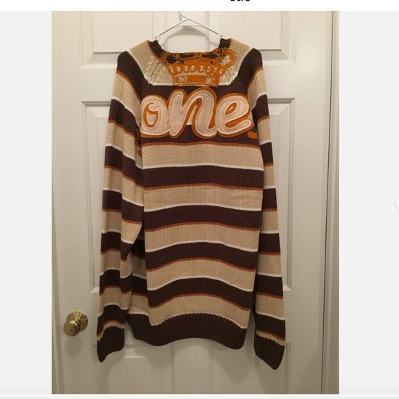 NWT K1X Men's Down with the King Nation of Hoop Brown White Crewneck Sweater 4XL - Picture 2 of 2